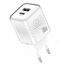 Мережевий зарядний пристрій WUW-C228 30W Gan Charger USB C + USB A white