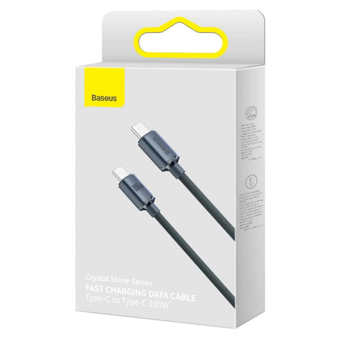 Кабель Baseus Crystal Shine Series Fast Charging Data Cable Type-C to Type-C 100W 1.2m Black