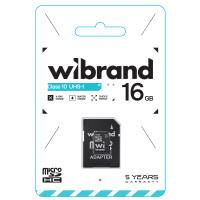 Карта пам'яті microSDHC (UHS-1) Wibrand 16Gb class 10 (adapter SD)