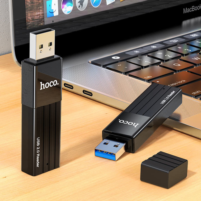 Кардрідер HOCO HB20 Mindful 2-in-1card reader(USB2.0) Black