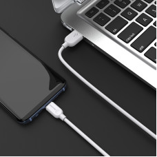 Кабель BOROFONE BX14 USB to Type-C 2.4A, 1m, PVC, TPE connectors, White