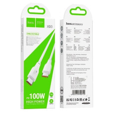 Кабель HOCO X93 Type-C to Type-C 100W, 1m, TPE, TPE connectors, White