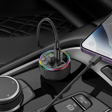 АЗП з FM-модулятором HOCO E82 Guerrero PD30W+QC3.0 car BT FM transmitter Black