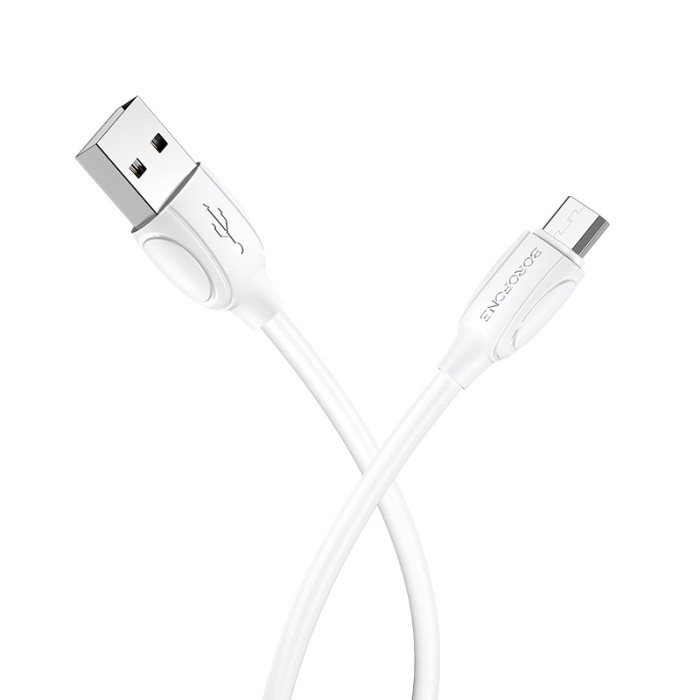 Кабель BOROFONE BX19 USB to Micro 2.4A, 1m, PVC, TPE connectors, White