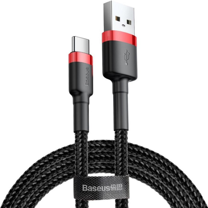 Кабель Baseus Cafule Cable USB For Type-C 2A 3m Red+Black
