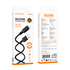 Кабель BOROFONE BX113 Lenny silicone charging data cable iP(L=1M) Black