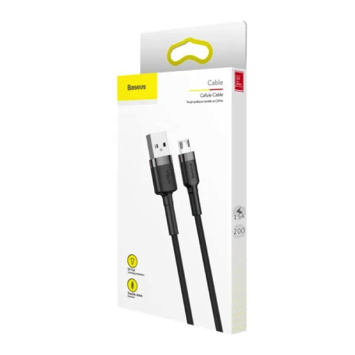 Кабель Baseus Cafule Cable USB For Micro 1.5A 2m Gray+Black
