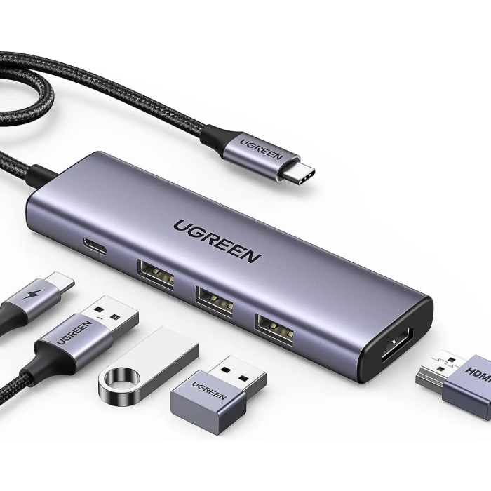 USB-хаб UGREEN CM511 USB-C To HDMI+3*USB 3.0 A+PD Power Converter