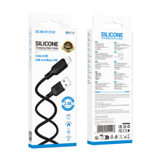 Кабель BOROFONE BX113 Lenny silicone charging data cable Micro(L=2M) Black