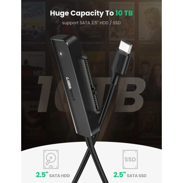 Адаптер UGREEN CM321 USB-C 3.0 to 2.5-Inch SATA Converter 50cm (UGR-70610)