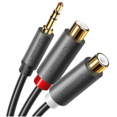 Аудіокабель UGREEN AV109 3.5mm Male to 2RCA Female Cable 25cm (Gray)(UGR-10547)