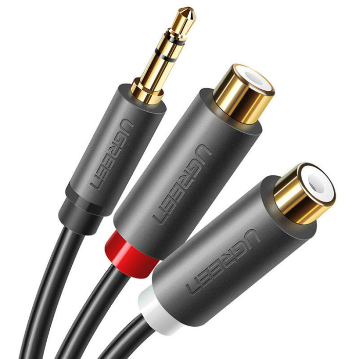 Аудіокабель UGREEN AV109 3.5mm Male to 2RCA Female Cable 25cm (Gray)(UGR-10547)