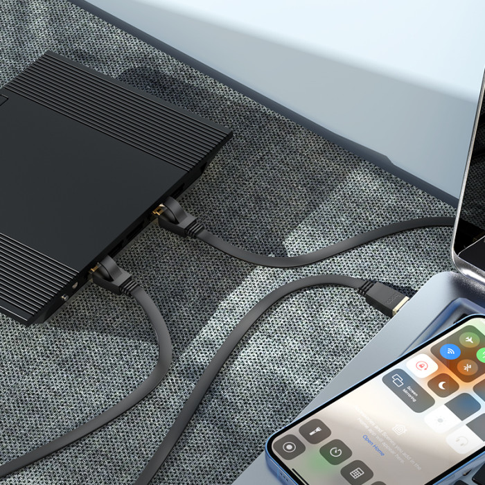 Мережевий кабель HOCO US07 General pure copper flat network cable(L=20M) Black