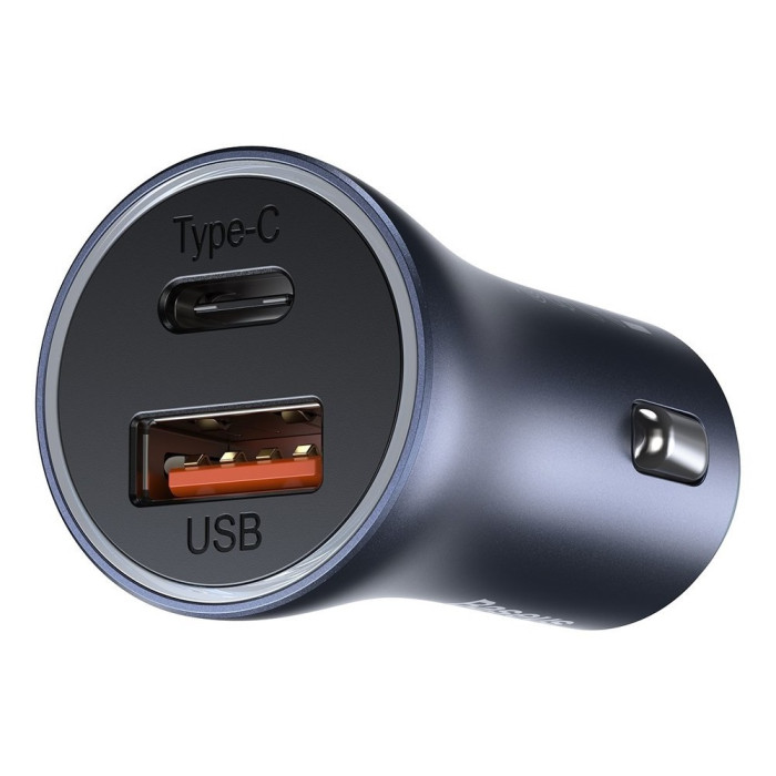 Автомобільний зарядний пристрій Baseus Golden Contactor Pro Dual Car Charger U+C 40W (With Cable Type-C/ iP 1m) Dark Grey