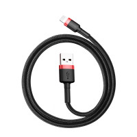 Кабель Baseus Cafule Cable USB For Lightning 2.4A 0.5m Red+Black