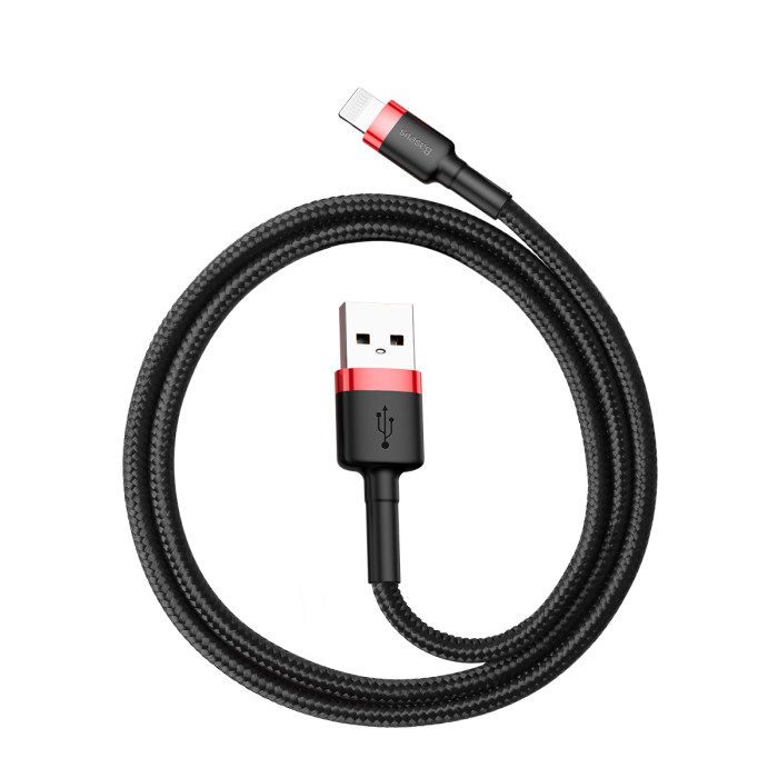 Кабель Baseus Cafule Cable USB For Lightning 2.4A 0.5m Red+Black