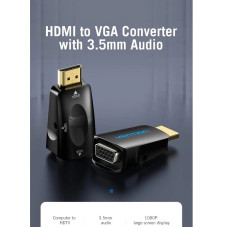 Перехідник Vention HDMI to VGA Converter 1080P with 3.5MM Audio (AIDB0)
