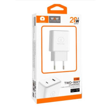 Мережевий зарядний пристрій WUW-C189 PD 20W Charger USB C + USB C white