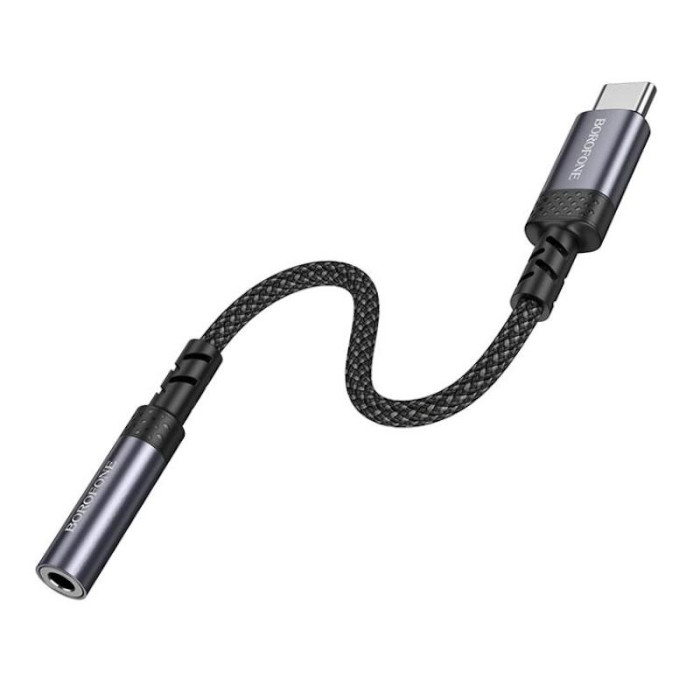 Перехідник BOROFONE BV24 Graceful digital audio converter cable Type-C to 3.5mm Metal Grey