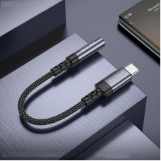 Перехідник BOROFONE BV24 Graceful digital audio converter cable Type-C to 3.5mm Metal Grey