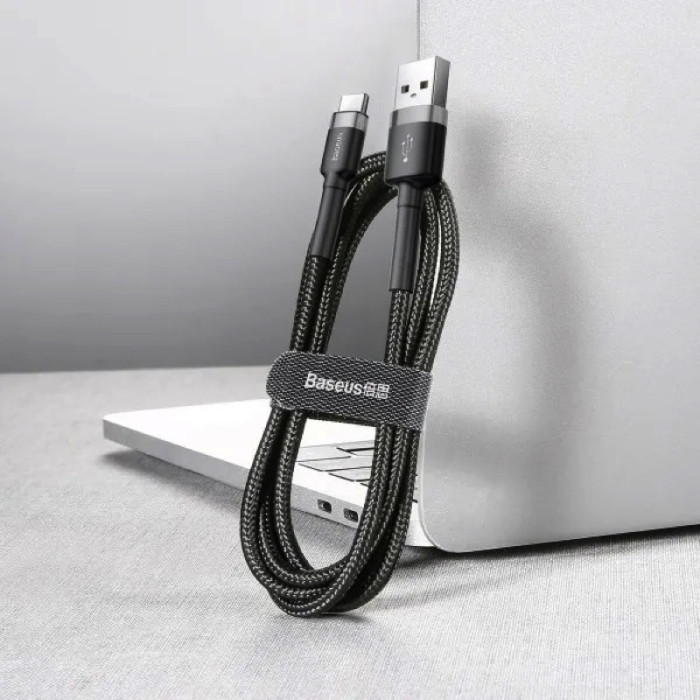 Кабель Baseus Cafule Cable USB For Type-C 3A 1m Gray+Black
