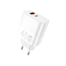 Мережевий зарядний пристрій WUW-C209 45W PD USB-C + USB QC3.0 18W white