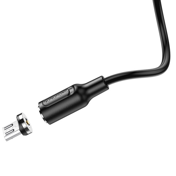 Кабель BOROFONE BX41 USB to Micro 2.4A, 1m, PVC, PVC connectors, magnetic, Black