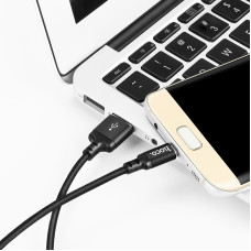 Кабель HOCO X14 USB to Micro 2A, 2m, nylon, aluminum connectors, Black