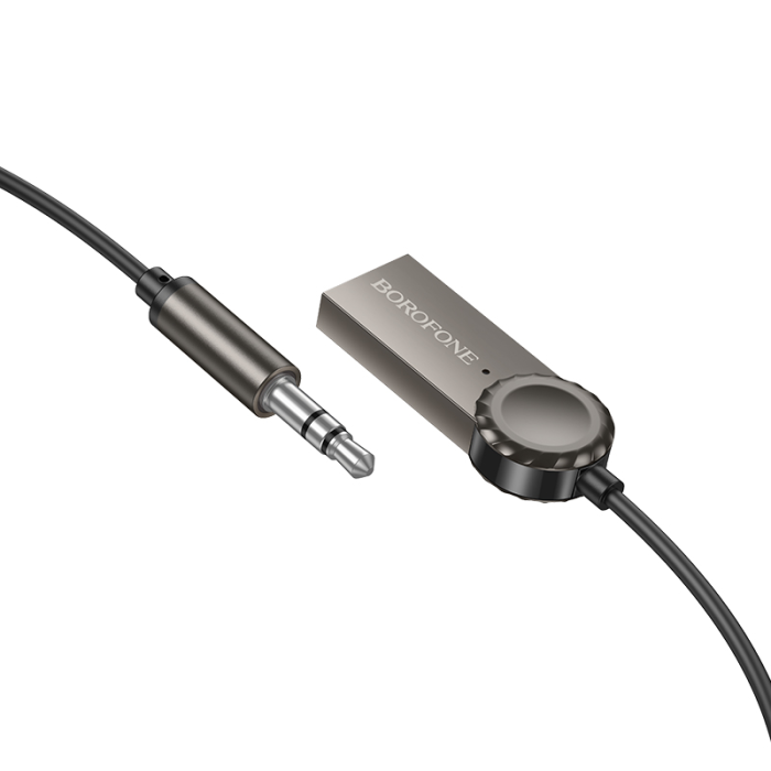 Bluetooth-ресивер BOROFONE BC56 Peaceful car AUX BT receiver with cable Metal Gray