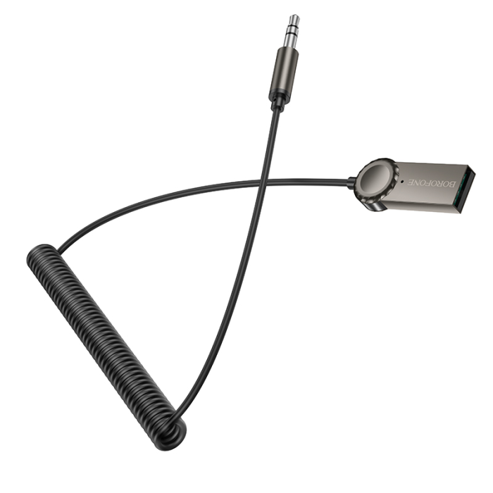 Bluetooth-ресивер BOROFONE BC56 Peaceful car AUX BT receiver with cable Metal Gray