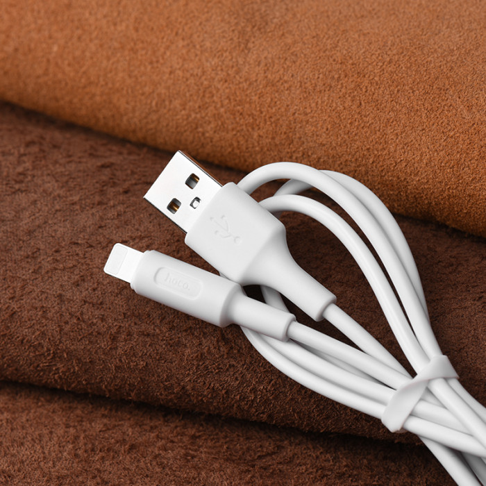 Кабель HOCO X25 USB to iP 2A, 1m, PVC, PVC connectors, White