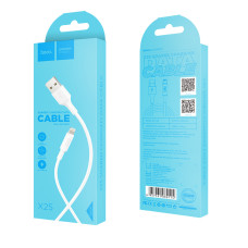 Кабель HOCO X25 USB to iP 2A, 1m, PVC, PVC connectors, White