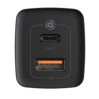 Мережевий зарядний пристрій Baseus GaN2 Lite Quick Charger C+U 65W EU Black
