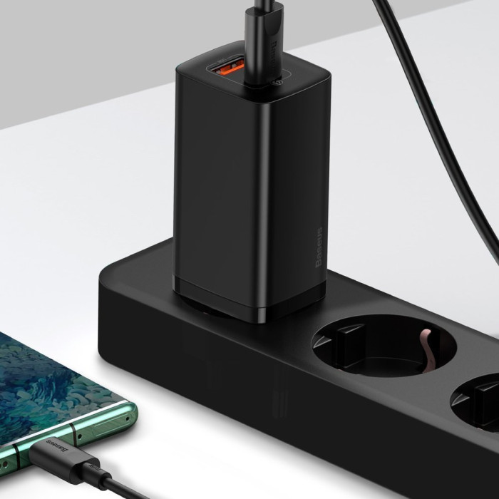 Мережевий зарядний пристрій Baseus GaN2 Lite Quick Charger C+U 65W EU Black