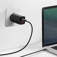Мережевий зарядний пристрій Baseus GaN2 Lite Quick Charger C+U 65W EU Black