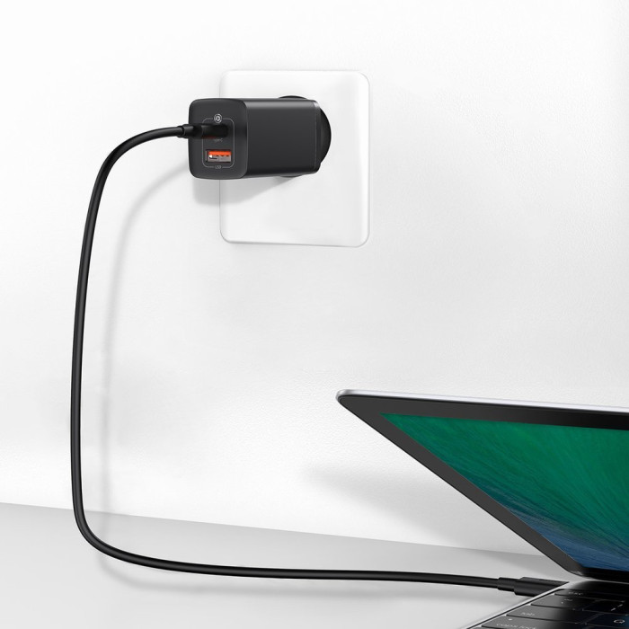 Мережевий зарядний пристрій Baseus GaN2 Lite Quick Charger C+U 65W EU Black