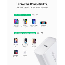 Мережевий зарядний пристрій UGREEN CD137 Fast Charging Power Adapter with PD 20W EU (White) (UGR-60450)