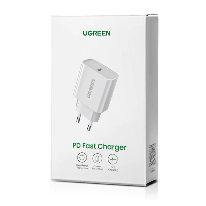 Мережевий зарядний пристрій UGREEN CD137 Fast Charging Power Adapter with PD 20W EU (White) (UGR-60450)
