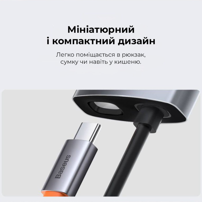 USB-хаб Baseus Metal Gleam Series 5-in-1 Multifunctional （Type-C to HDMI*1+USB3.0*3+PD*1)
