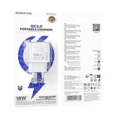 Мережевий зарядний пристрій BOROFONE BAS42A Potential single-port QC3.0 charger(EU) White