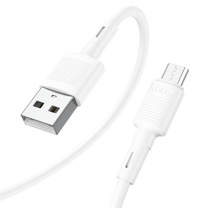 Кабель HOCO X83 USB to Micro 2.4A, 1m, PVC, PVC connectors, White
