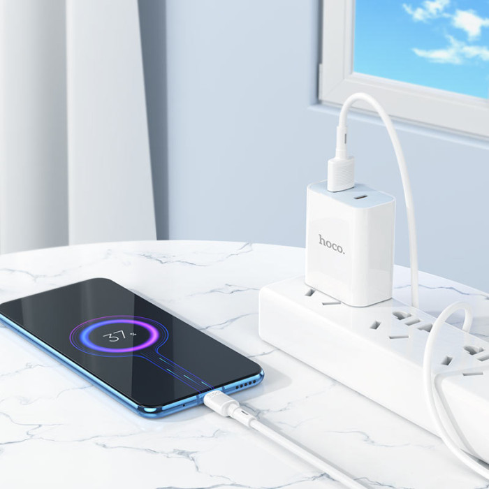 Кабель HOCO X83 USB to Micro 2.4A, 1m, PVC, PVC connectors, White