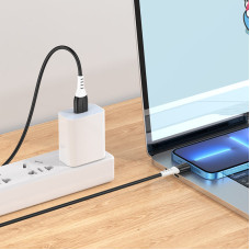 Кабель HOCO X82 USB to iP 2.4A, 1m, silicone, silicone connectors, Black