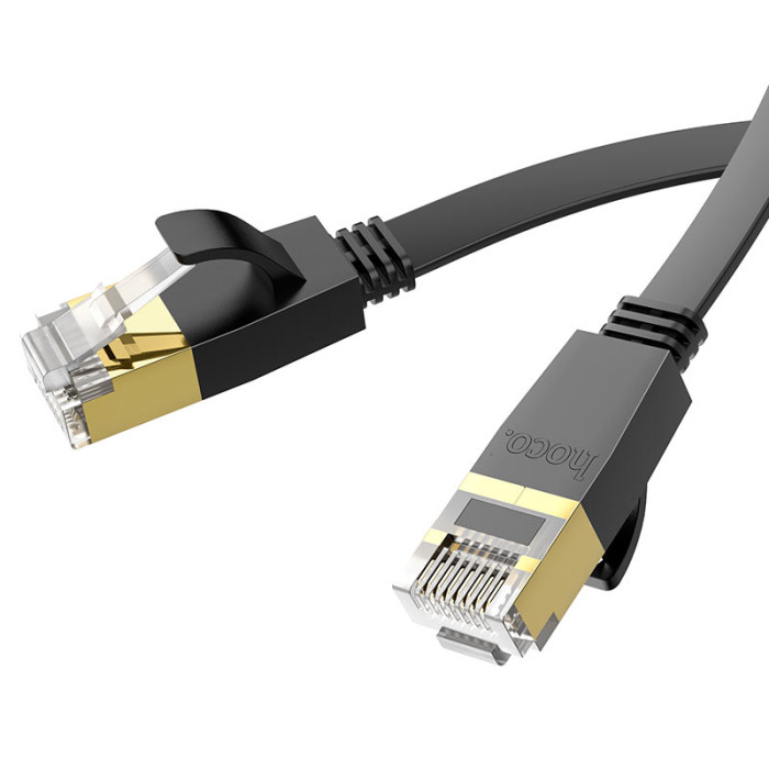 Мережевий кабель HOCO US07 General pure copper flat network cable(L=5M) Black