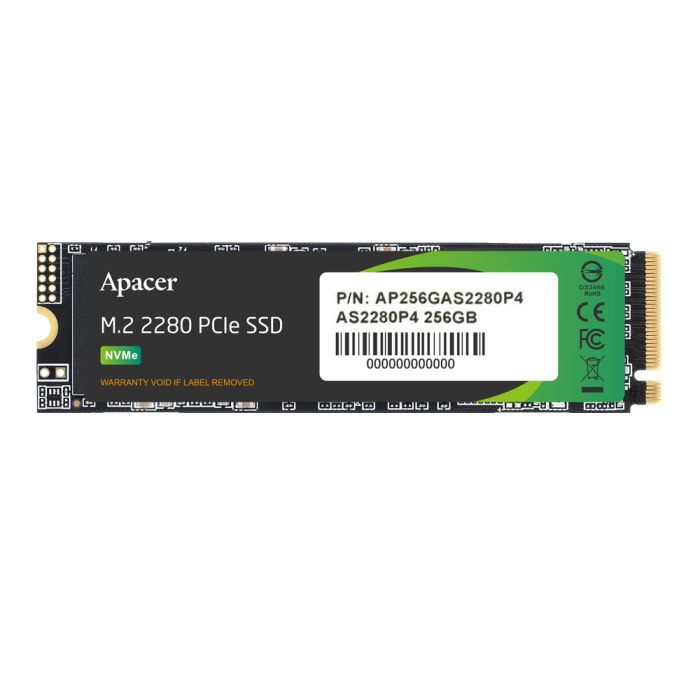 Накопичувач SSD M.2 Apacer AS2280P4 256GB 2280 PCIe 3.0x4 NVMe 3D TLC Read/Write: 2100/1000 MB/sec