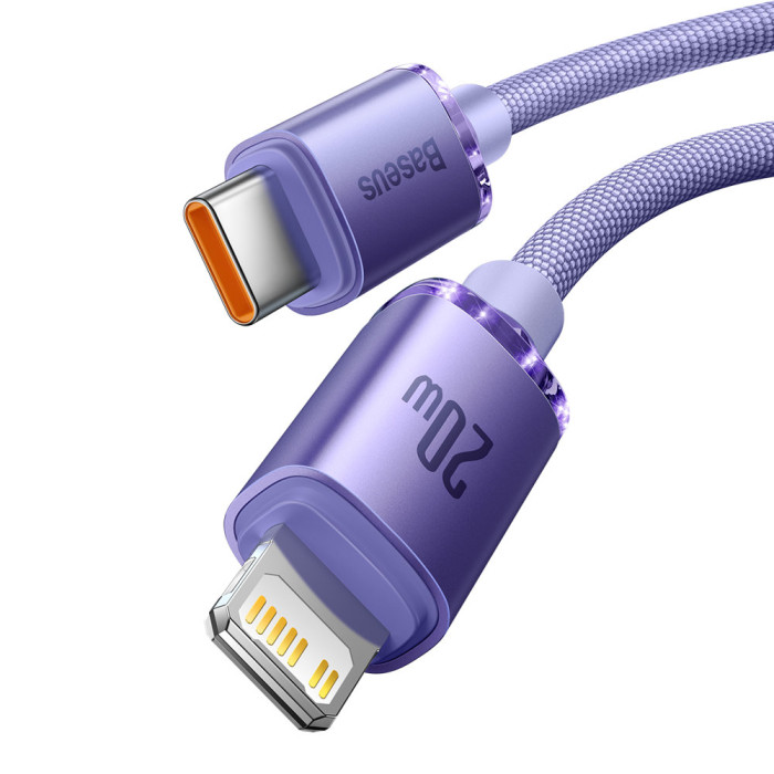 Кабель Baseus Crystal Shine Series Fast Charging Data Cable Type-C to iP 20W 1.2m Purple