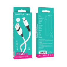 Кабель BOROFONE BX79 USB to Type-C 3A, 1m, silicone, silicone connectors, White