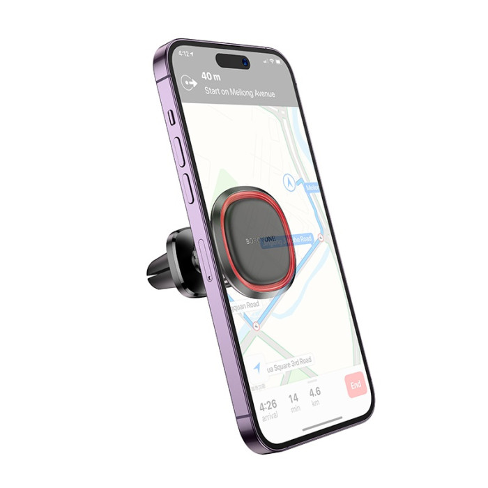 Автотримач для телефона BOROFONE BH124 Roman magnetic car holder (air outlet) Black and Red