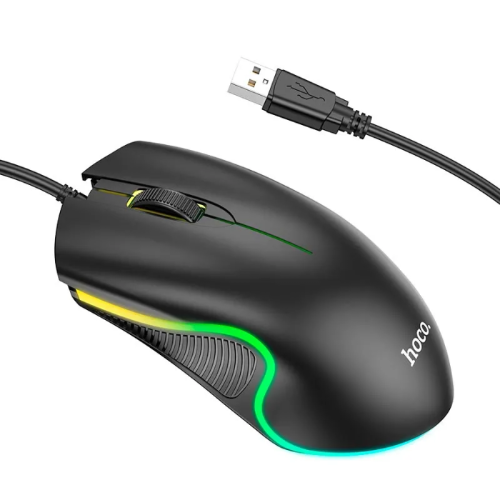 Миша HOCO GM19 Enjoy gaming luminous wired mouse Black
