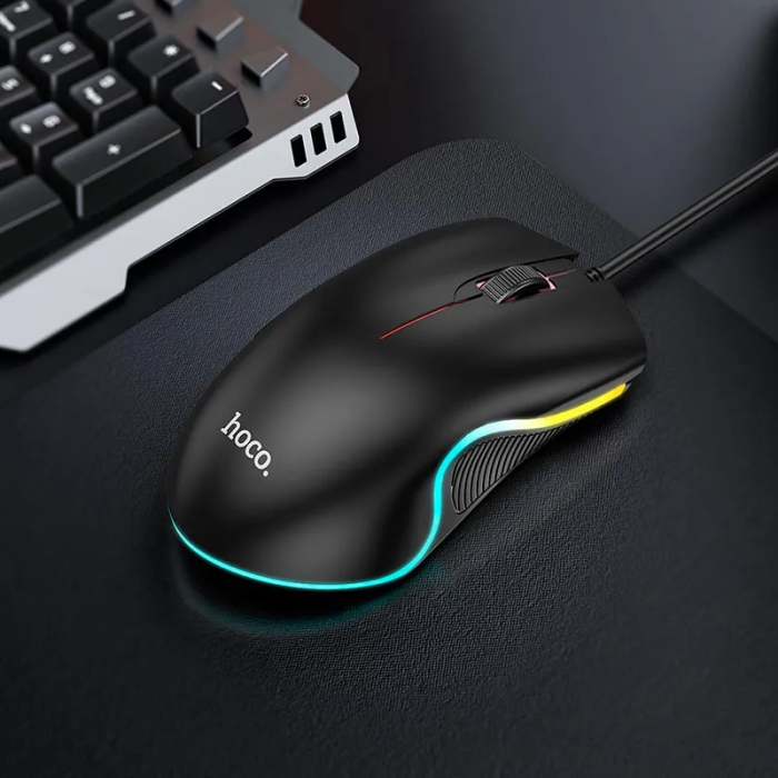 Миша HOCO GM19 Enjoy gaming luminous wired mouse Black